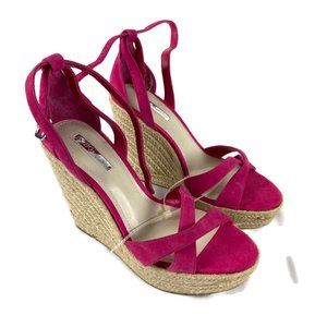 BCBG Retro Crochet Espadrilles Sandals Wedge  8.5